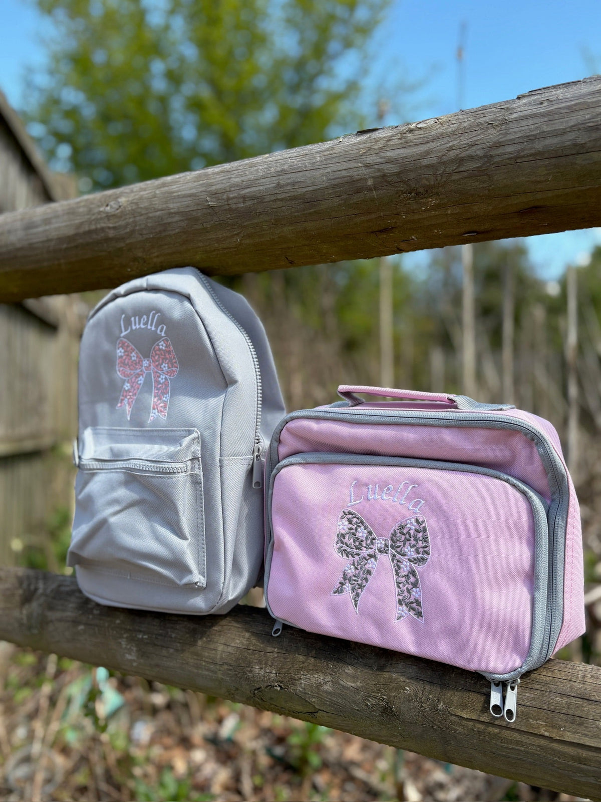 Personalised Flower Bow Rucksack & Lunch Bag Set - Little Mamma Duck