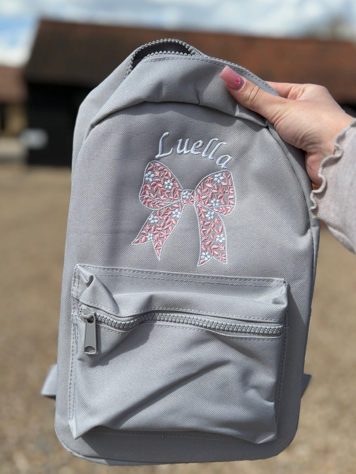 Personalised Flower Bow Rucksack & Lunch Bag Set - Little Mamma Duck