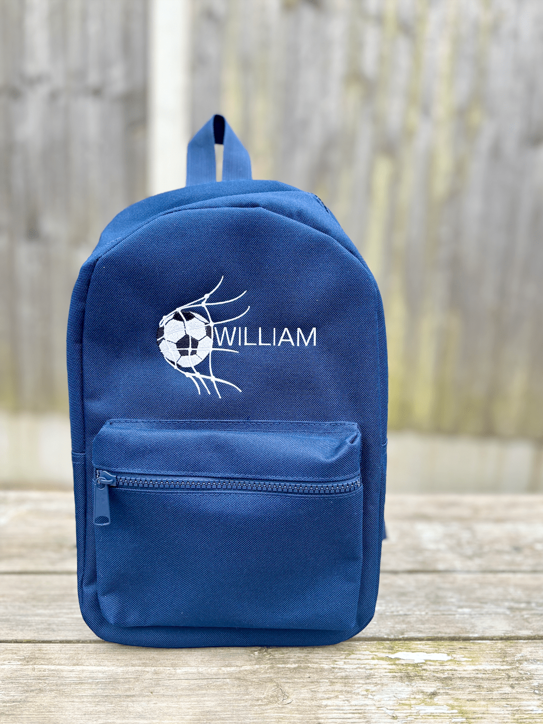 Personalised Football Theme Navy Rucksack & Lunch Bag Set - Little Mamma Duck