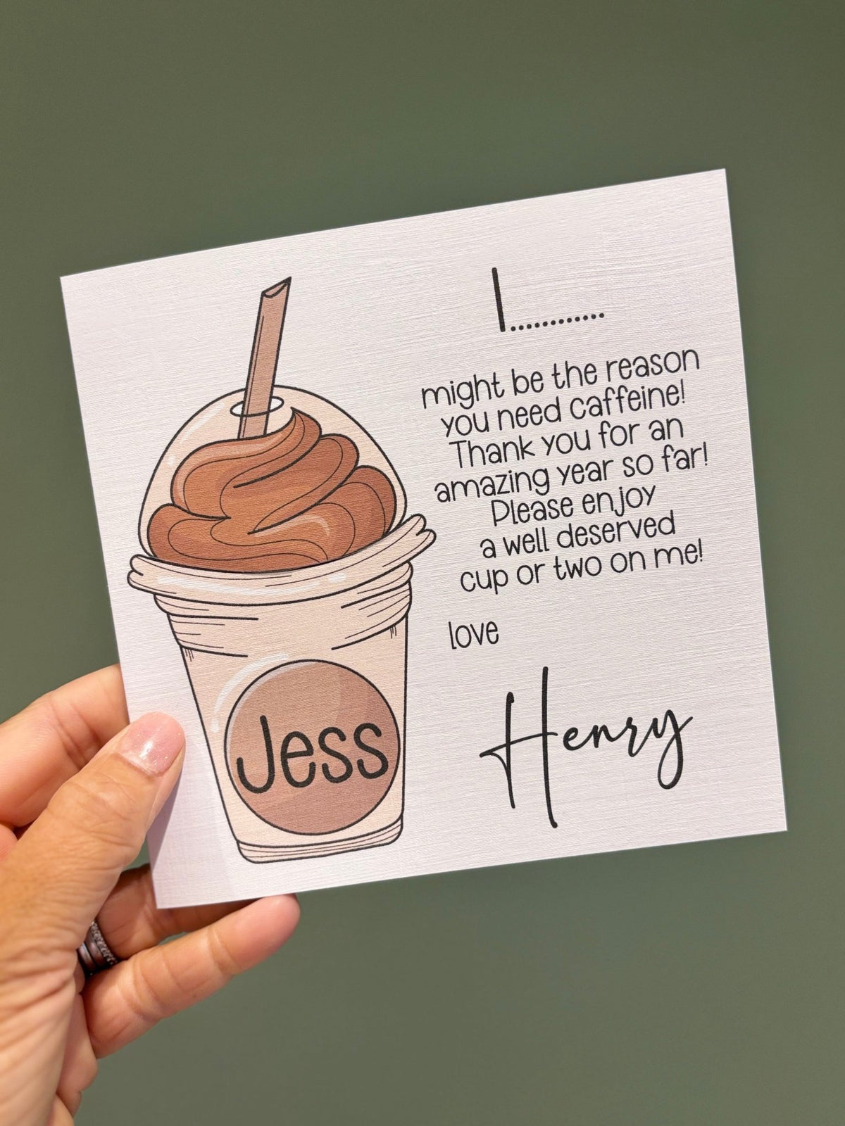 Personalised Frappe Teacher Thank You Card - Little Mamma Duck