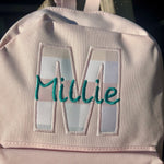 Personalised Gingham Initial Name Backpack and Lunch Bag – Baby Pink - Little Mamma Duck