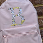 Personalised Initial Floral Baby Pink Rucksack - Daisy - Little Mamma Duck