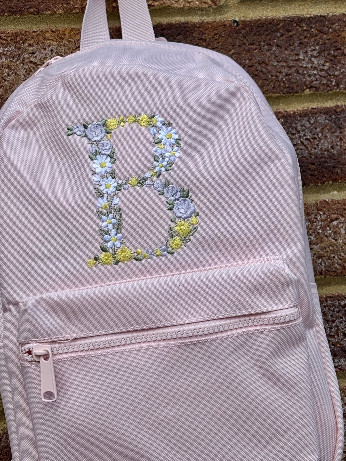 Personalised Initial Floral Baby Pink Rucksack - Daisy - Little Mamma Duck
