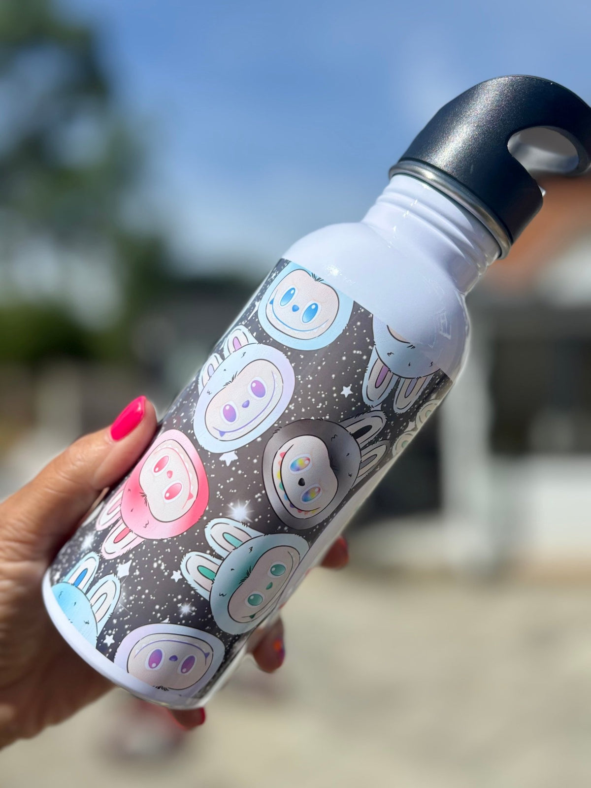 Personalised Labubu Inspired Kids Water Bottle | Custom Name Bottle - Little Mamma Duck