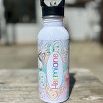 Personalised Labubu Inspired Kids Water Bottle - Rainbow background - Little Mamma Duck