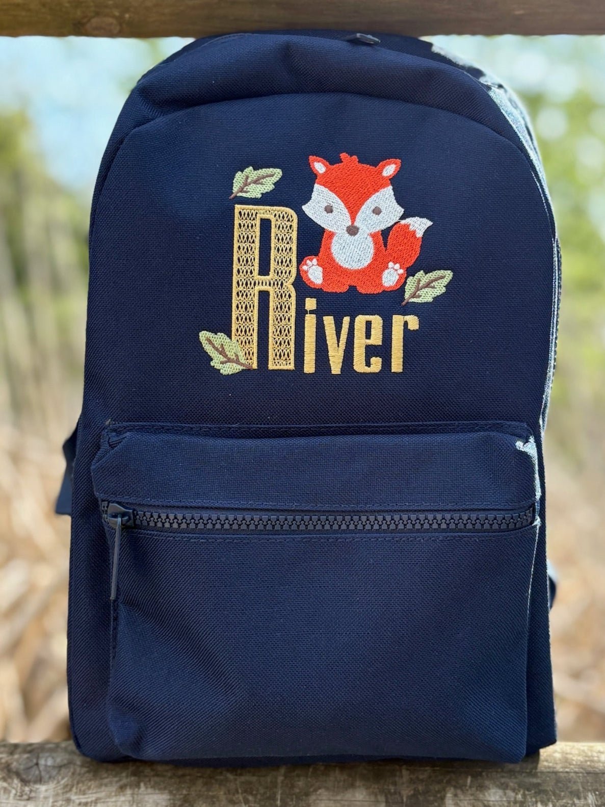 Personalised Navy Fox Backpack & Lunch Bag Set - Little Mamma Duck