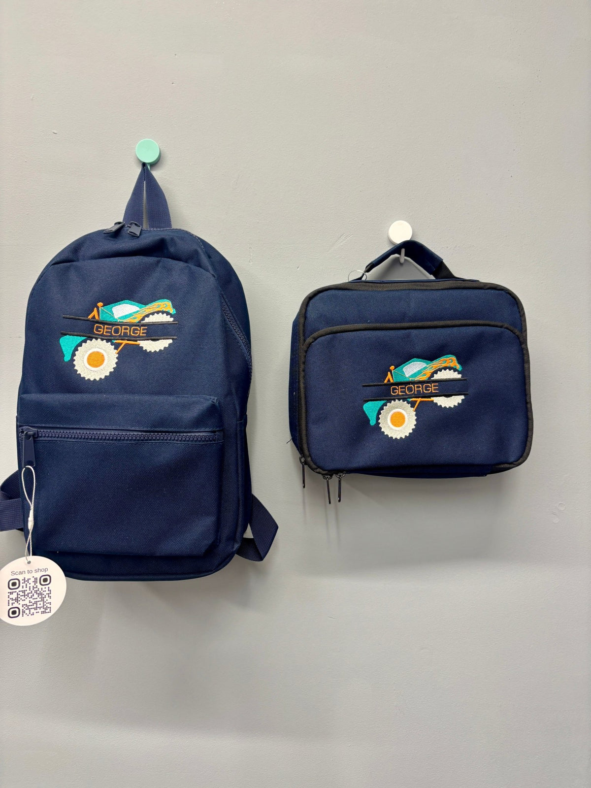 Personalised Navy Monster Truck Rucksack - Little Mamma Duck