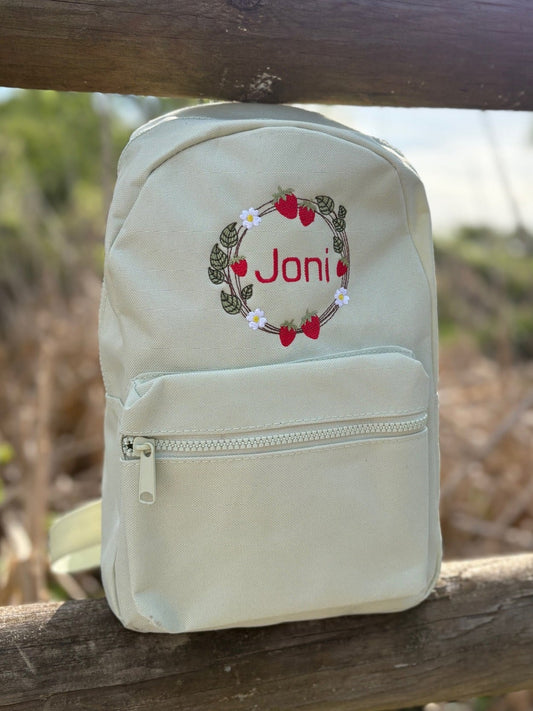 Personalised Pastel Green Strawberry Rucksack - Little Mamma Duck