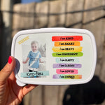 Personalised Photo & Affirmations Lunch Box & Water Bottle Set – Custom Kids School Set - Little Mamma Duck