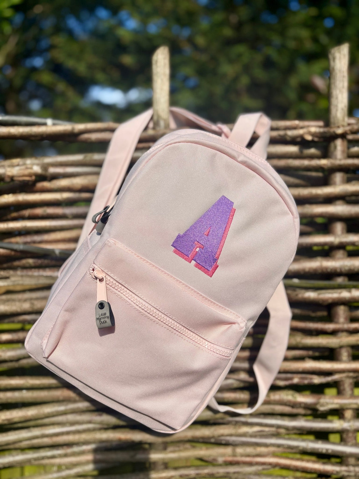 Personalised Pink & Purple Initial Rucksack - Block Shadow - Little Mamma Duck
