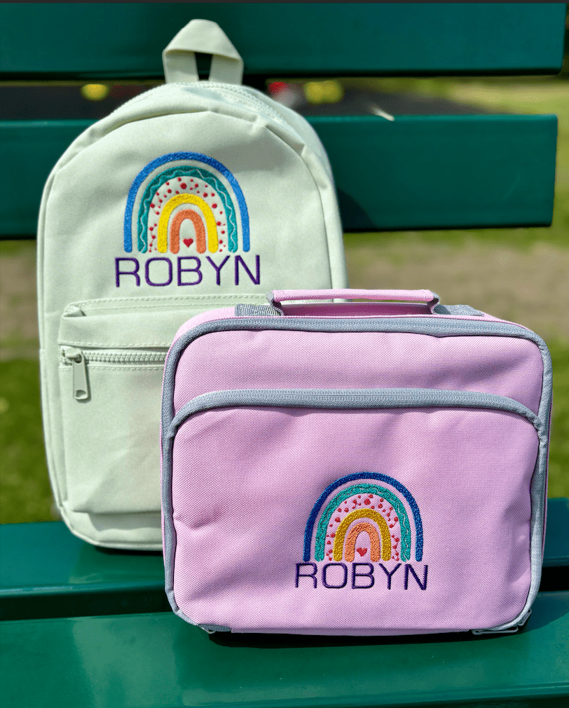 Personalised Rainbow Boho Rucksack & Lunch Bag Set - Little Mamma Duck