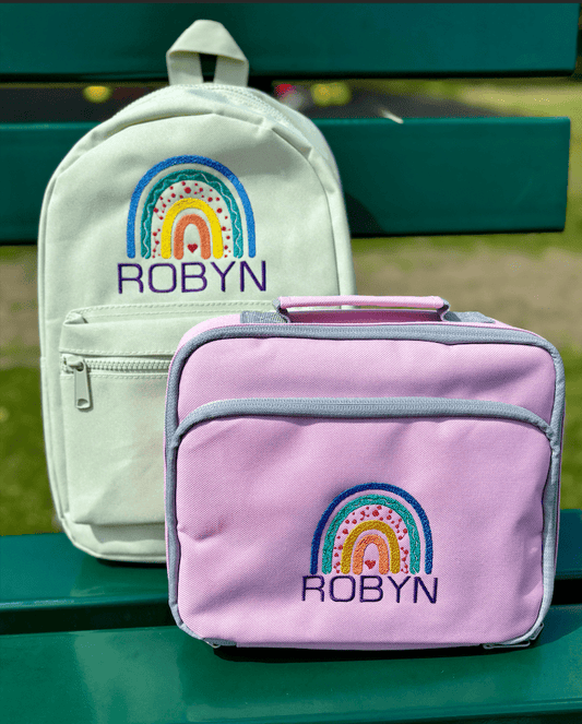 Personalised Rainbow Boho Rucksack & Lunch Bag Set - Little Mamma Duck