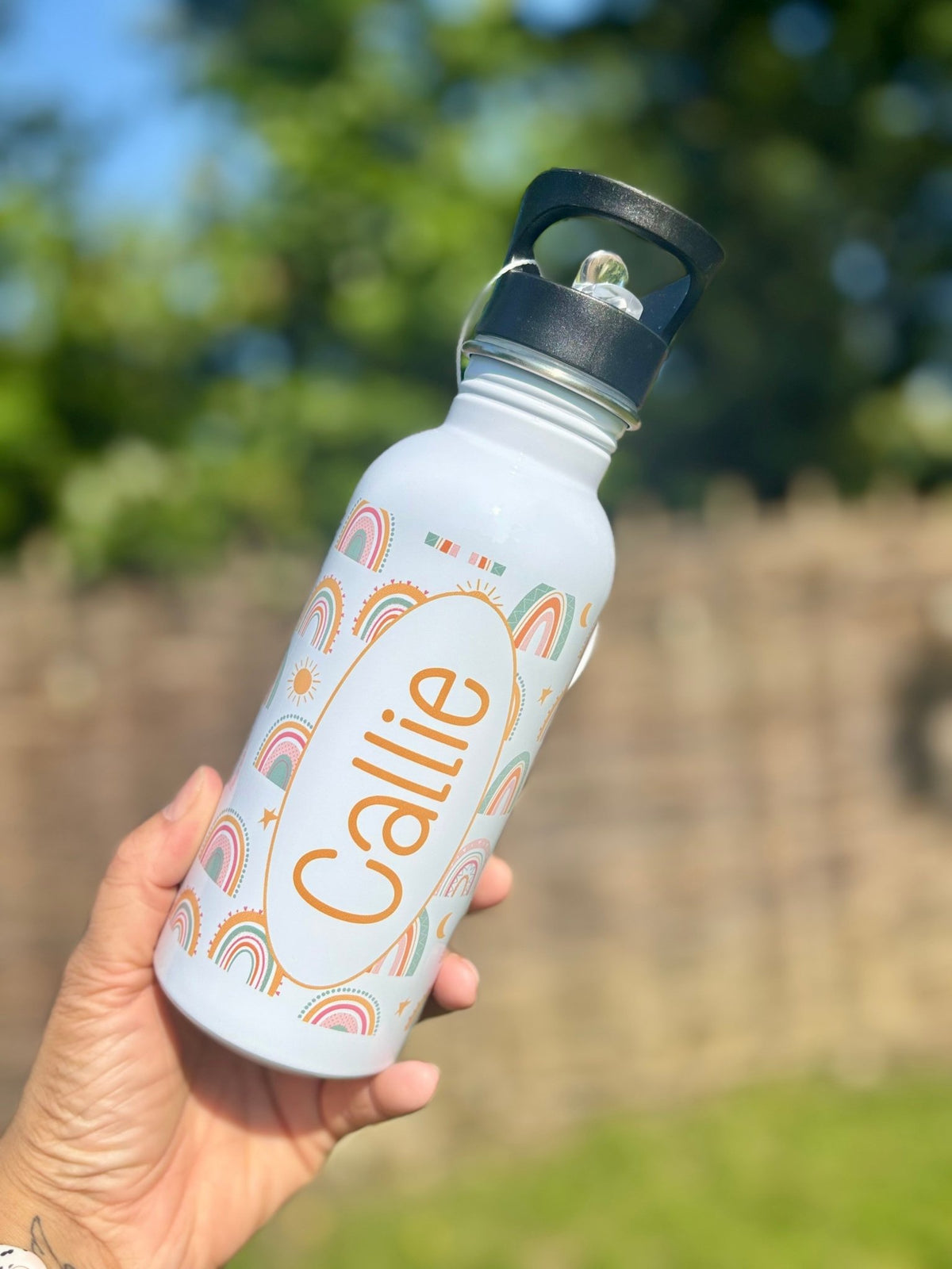 Personalised rainbow Full Set – Rucksack, Lunch Bag, Lunch Box & Water Bottle - Little Mamma Duck