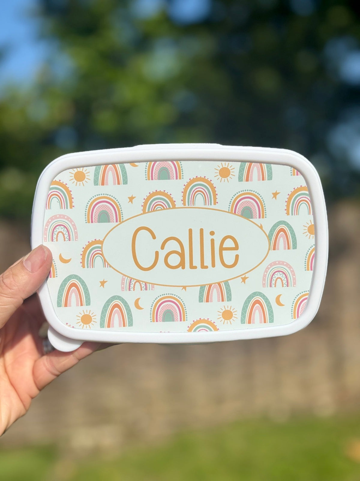 Personalised rainbow Full Set – Rucksack, Lunch Bag, Lunch Box & Water Bottle - Little Mamma Duck