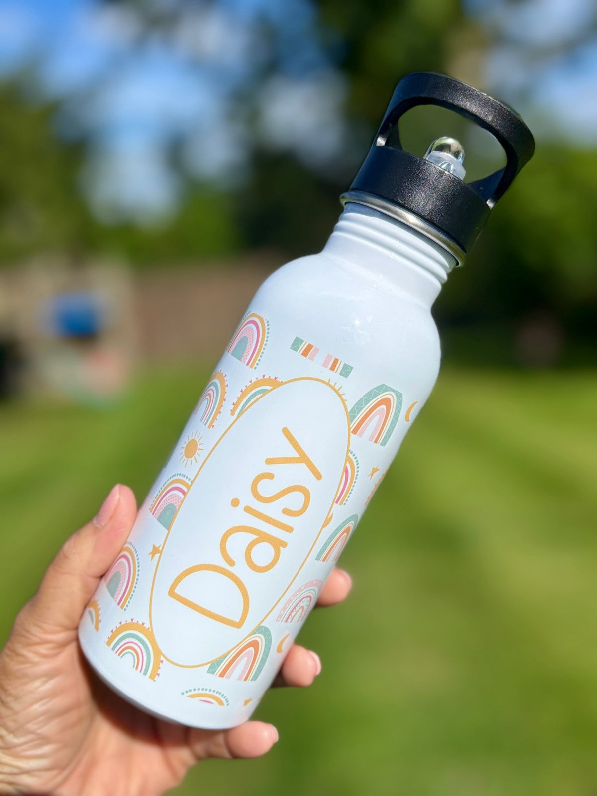 Personalised Rainbow Water Bottle - Little Mamma Duck