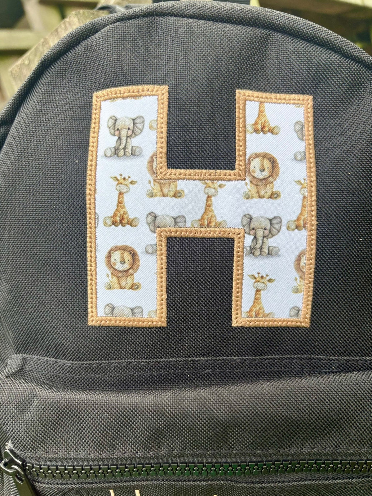 Personalised Safari Rucksack – Embroidered with Elephant, Giraffe & Lion - Little Mamma Duck