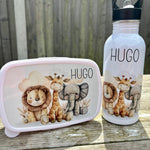 Personalised Safari Water Bottle & Lunch Box Set for Kids - Little Mamma Duck