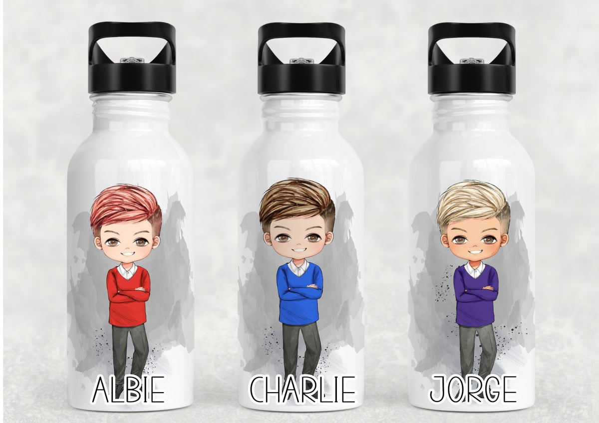 Personalised School Boy Water Bottle - Little Mamma Duck