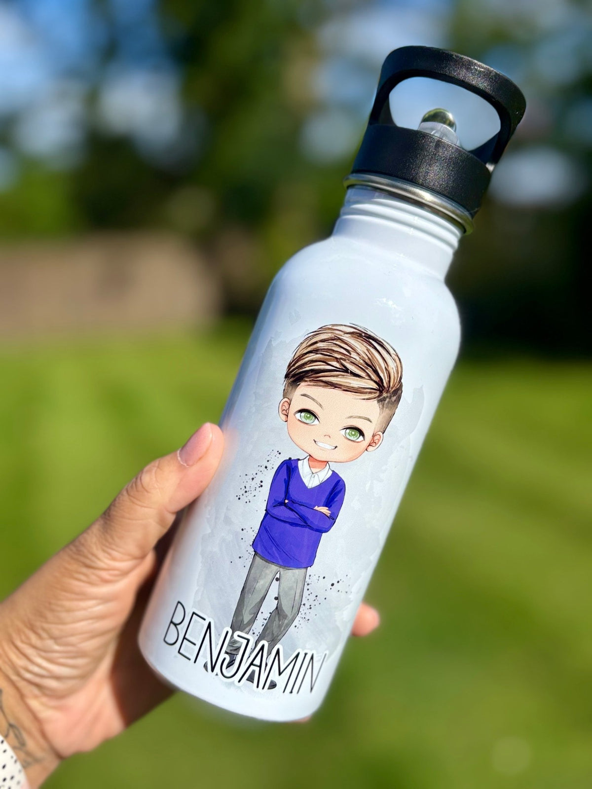 Personalised School Boy Water Bottle - Little Mamma Duck