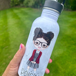 Personalised School Girl Uniform Water Bottle – Back to School Essential - Little Mamma Duck