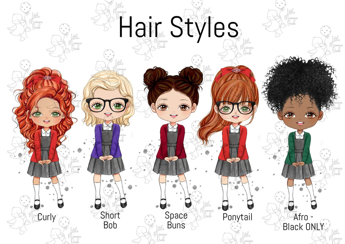 Personalised School Girl Uniform Water Bottle – Back to School Essential - Little Mamma Duck