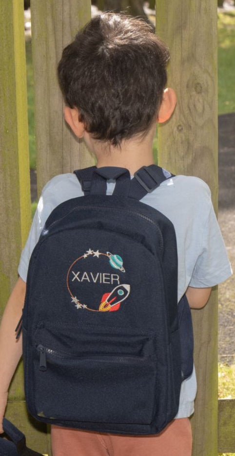 Personalised Space Theme Navy Rucksack - Little Mamma Duck
