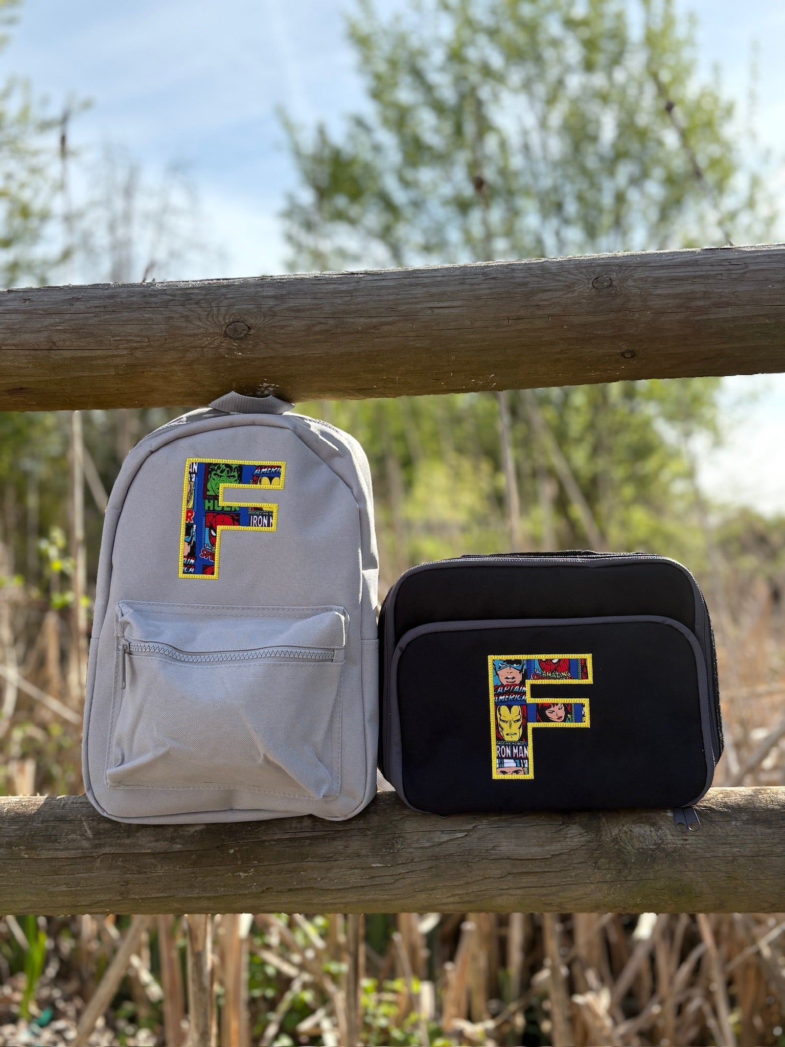 Personalised Superhero Backpack &amp; Lunch Bag Gift Set - Little Mamma Duck