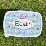 Superhero lunch box for kids with bright comic-style design