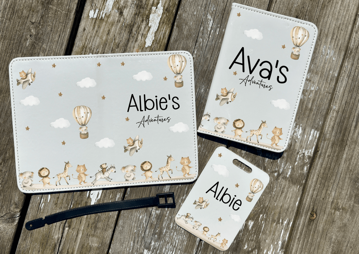 Personalised Travel Bunny, Passport Cover & Luggage Tag Set - Little Mamma Duck