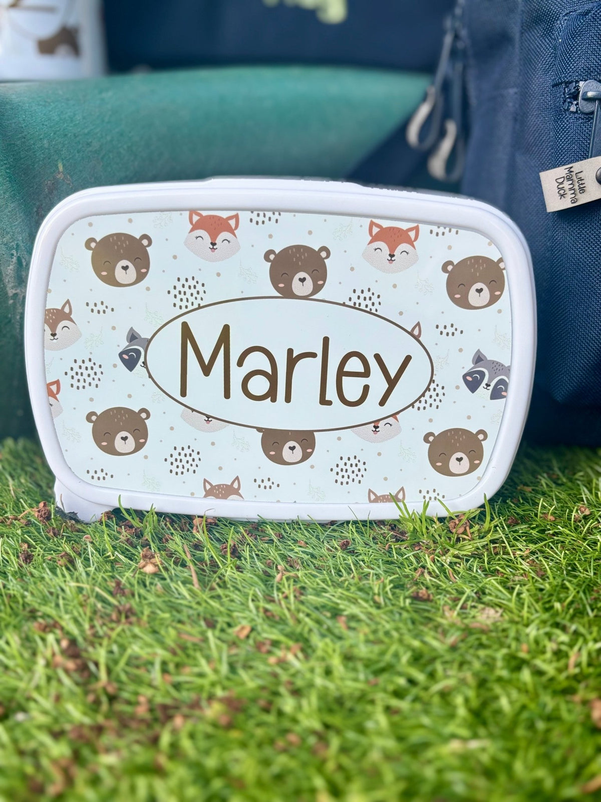 Personalised Woodland Full Set – Rucksack, Lunch Bag, Lunch Box & Water Bottle - Little Mamma Duck