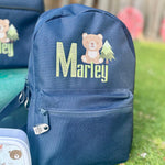 Personalised Woodland Full Set – Rucksack, Lunch Bag, Lunch Box & Water Bottle - Little Mamma Duck