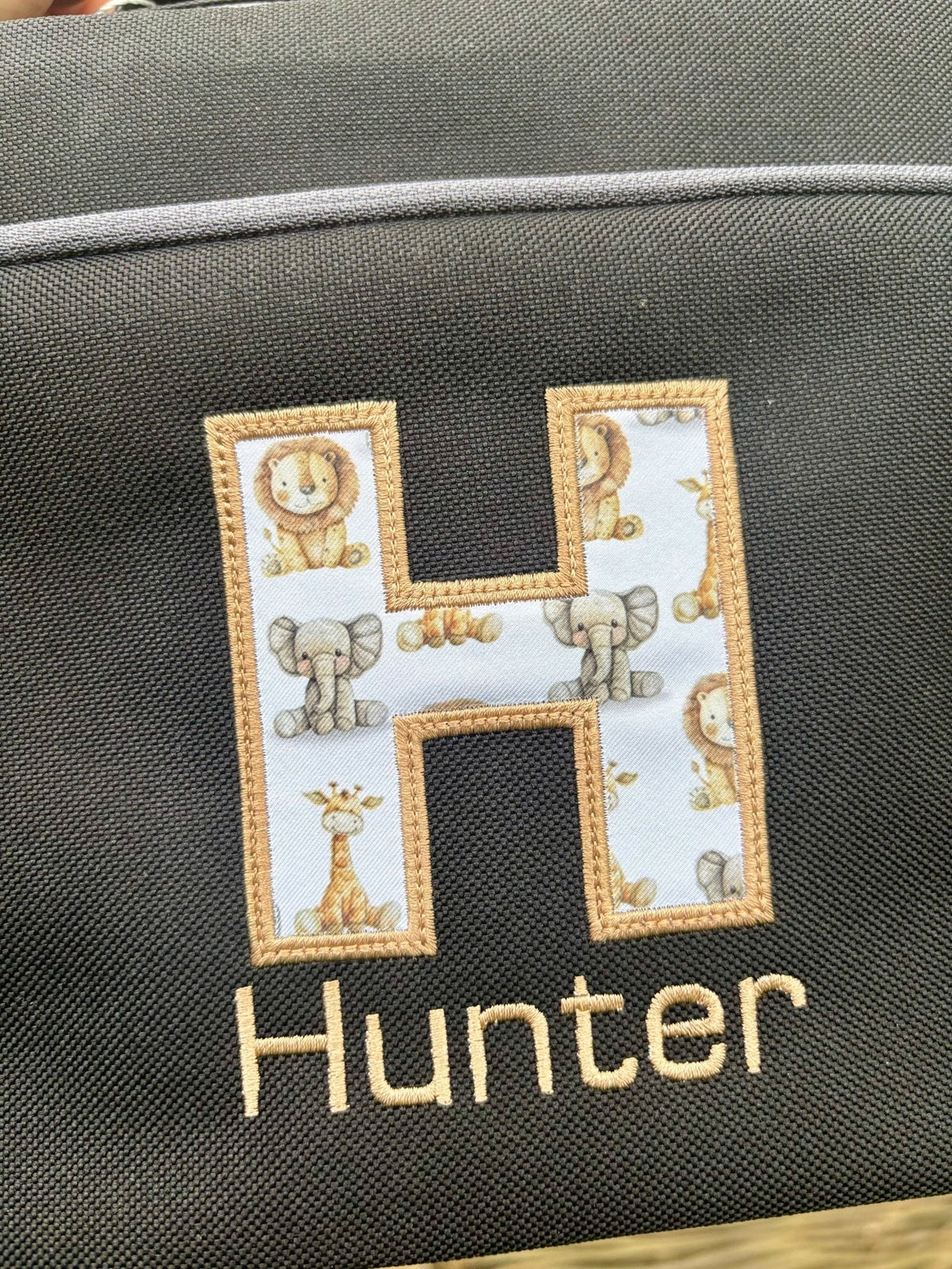 Safari Personalised Set – Rucksack, Lunch Bag, Lunch Box & Water Bottle - Little Mamma Duck