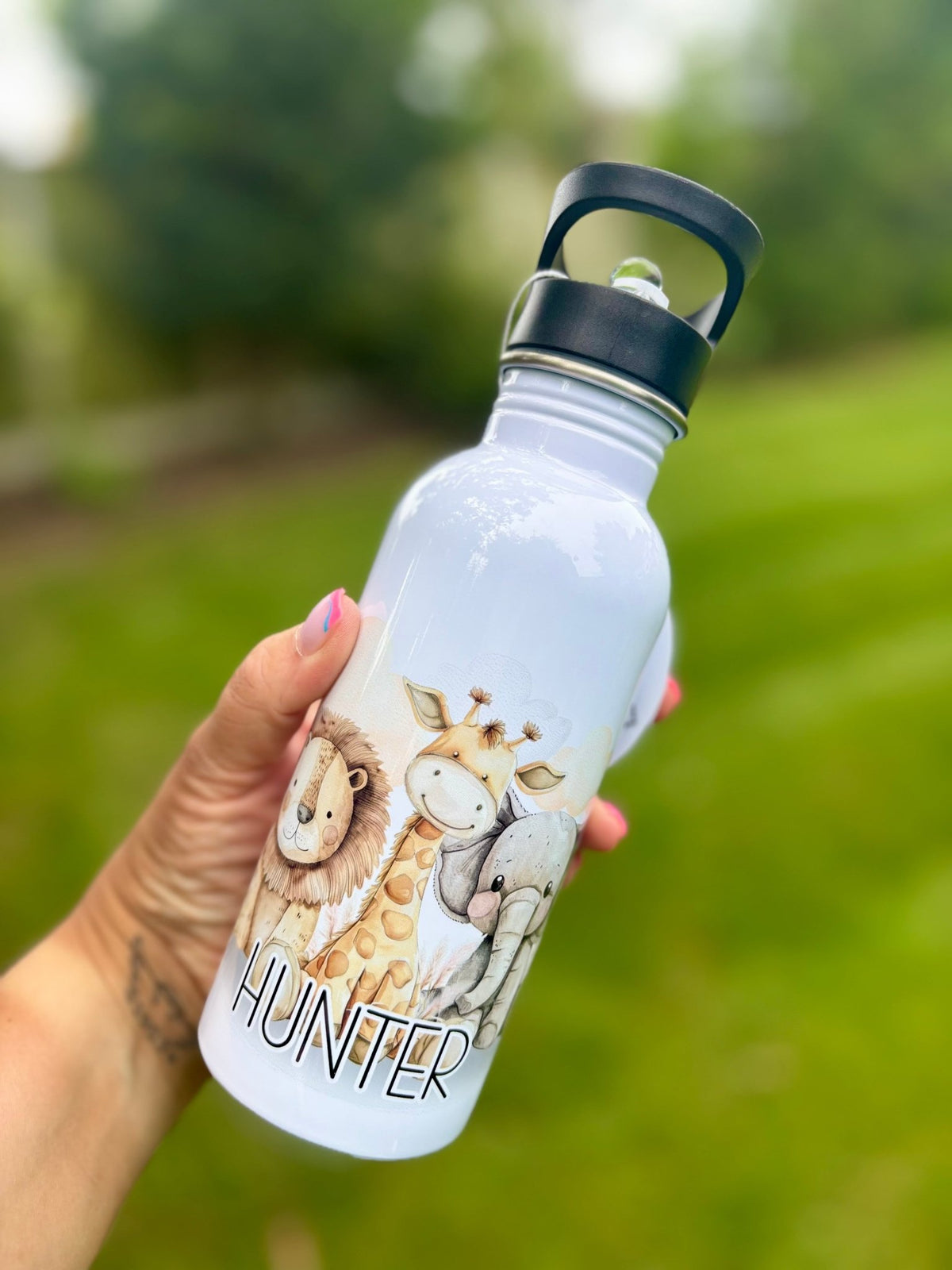 Safari Personalised Set – Rucksack, Lunch Bag, Lunch Box & Water Bottle - Little Mamma Duck