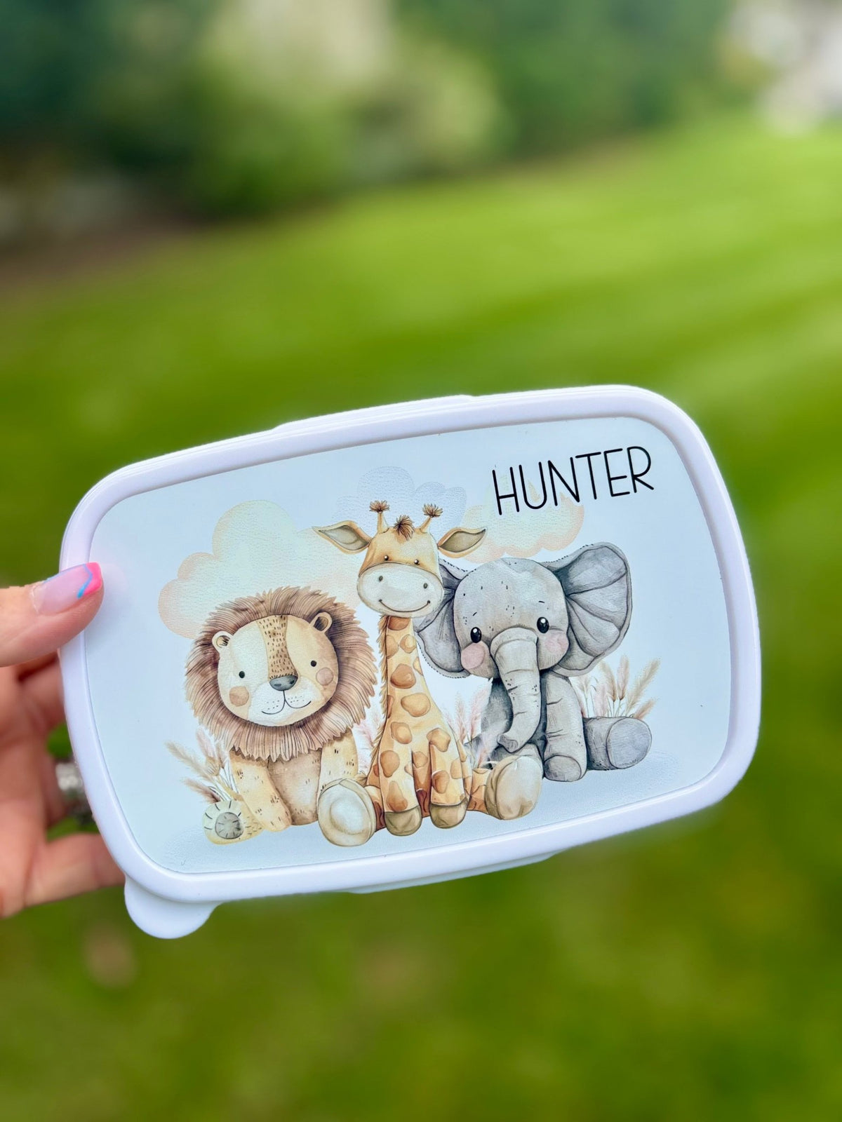 Safari Personalised Set – Rucksack, Lunch Bag, Lunch Box & Water Bottle - Little Mamma Duck