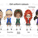 School Girl, Space Bun Hair, Uniform Water Bottle - Little Mamma Duck