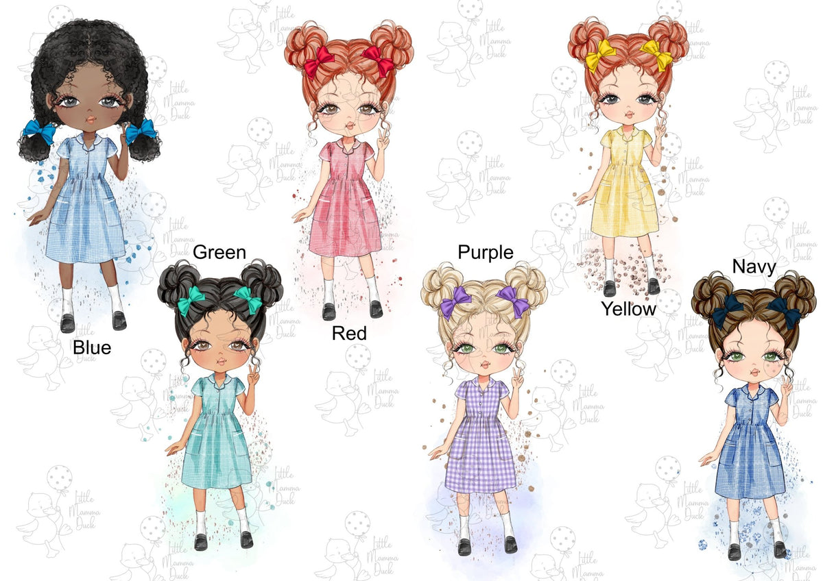 School Girl Uniform Gingham Dress – Personalised Lunch Box - Little Mamma Duck